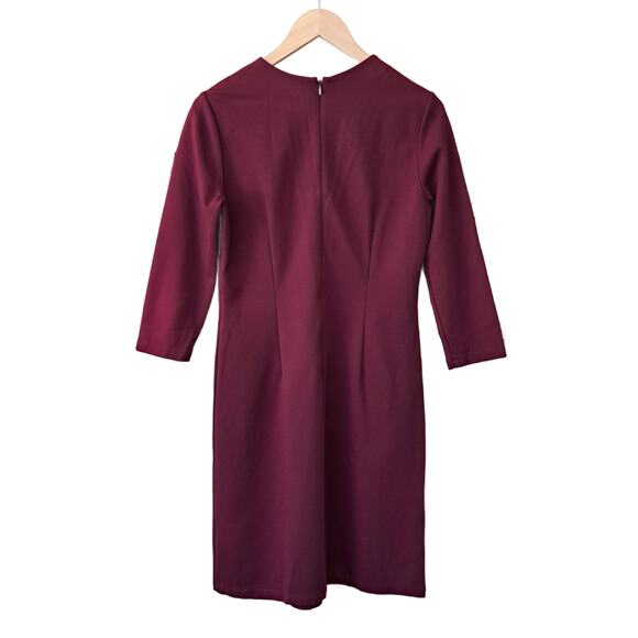 J McLaughlin Isabel Burgundy 3/4 Sleeve Sheath Dress Size Medium - Picture 9 of 11
